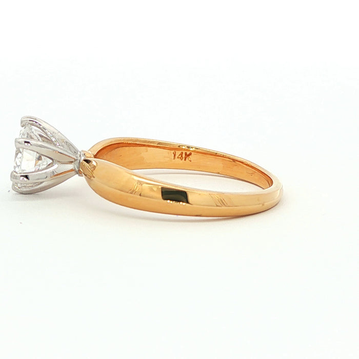 6mm (0.80ct) Round Brilliant Cut Charles and Colvard Moissanite 14K Two-Tone Crown Solitiare