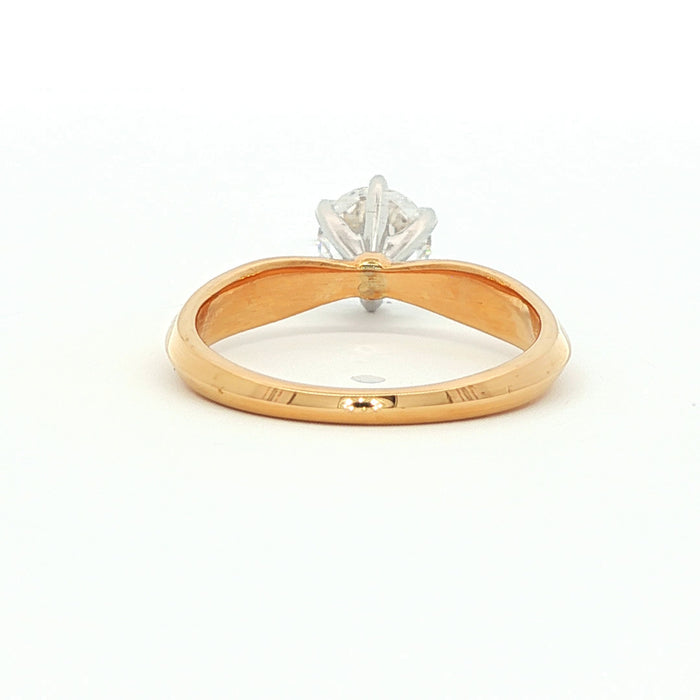 6mm (0.80ct) Round Brilliant Cut Charles and Colvard Moissanite 14K Two-Tone Crown Solitiare